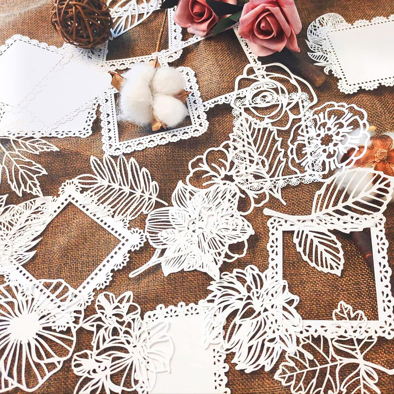 Vintage Scrapbooking Supplies Pack - 40 Pcs Cutout Lace Scrapbook Pape