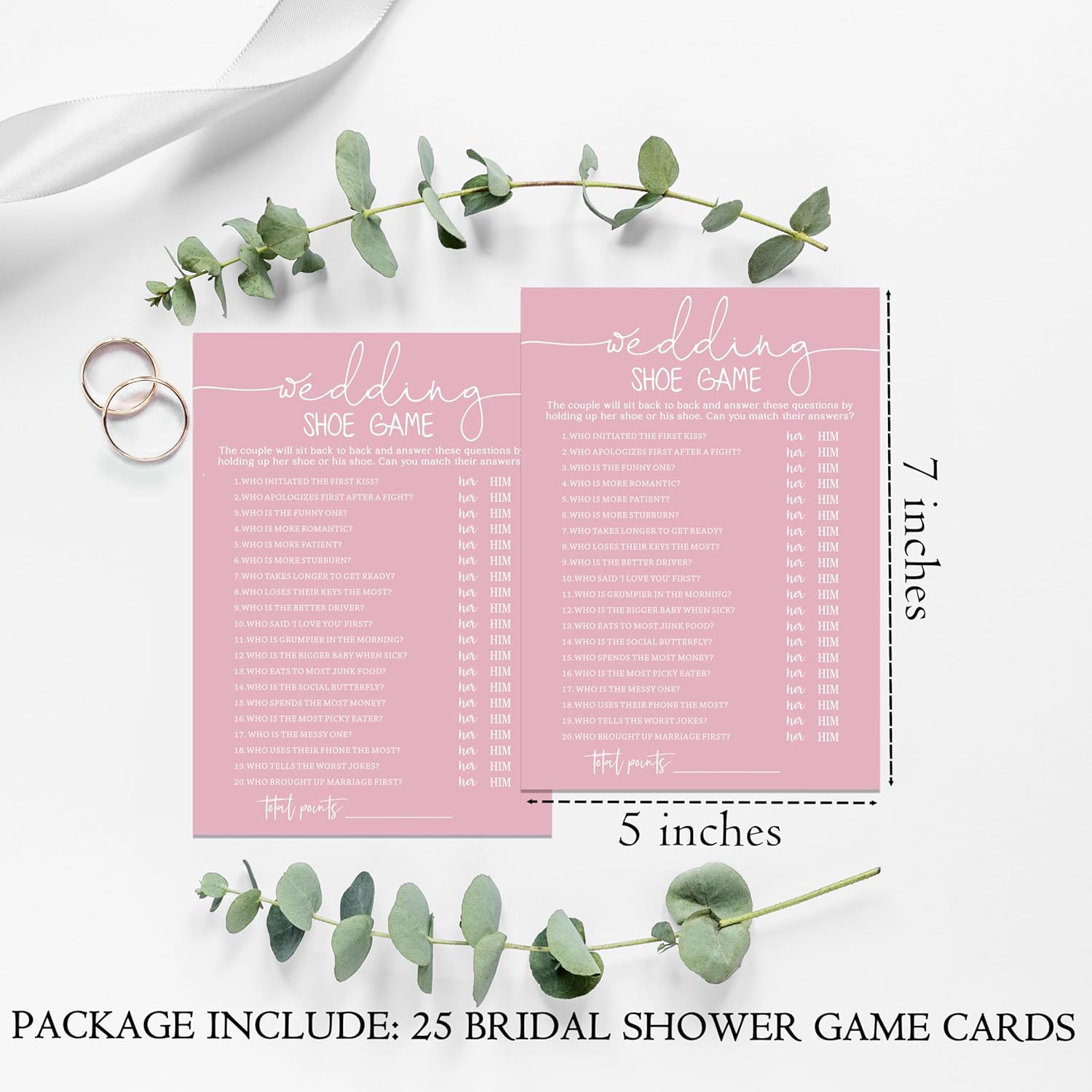 Minimalist Bridal Shower Games, Wedding Shoe Game, 25 Wedding Party Games, Pink Bridal Shower Games For New Couples Party - B04