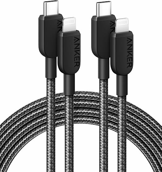 2 Pack 6FT USB C to Lightning Cable MFi Certified Fast Charging Cord Black
