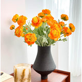 7 Pcs Orange Peonies Artificial Flowers, Fake Ranunculus For For Vase, Fake Silk Flowers For Home Table Centerpiece Office Desk Farmhouse Kitchen Dining Coffee Table Decoration (Light Orange)