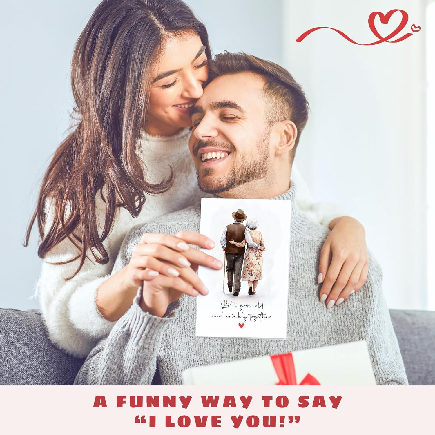 Anniversary Birthday Card For Couple, Husband, Wife, Parents, Him, Her, Boyfriend, Girlfriend - Wedding Anniversary Birthday Cards For Couples - Single 5.3''X 8'' Folded Card With Envelope