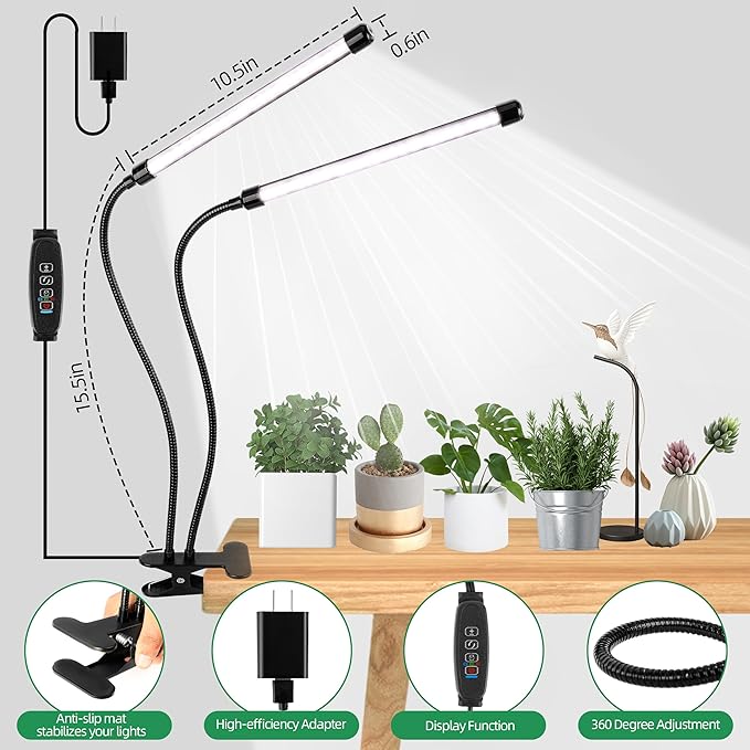 Full Spectrum LED Grow Light 6500K Plant Growing Lamp with Clip 84 LED Indoor Plant Light