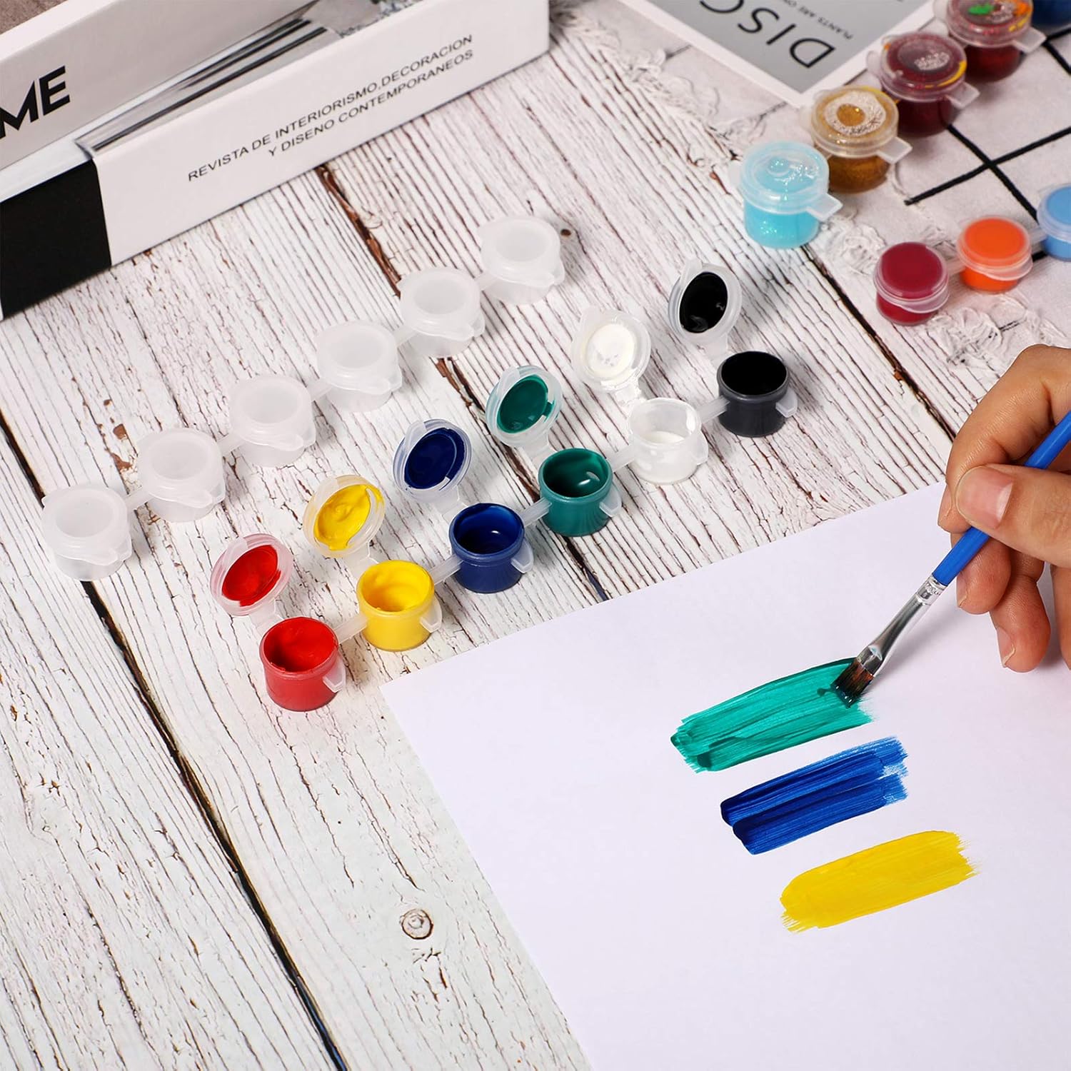 150 Strips 900 Pots Empty Paint Strips Paint Cup Pots Mini Strips Clear Plastic Storage Containers With Lids Art Painting Craft Supplies For Classrooms Schools Paintings Art Festivals (3 Ml)