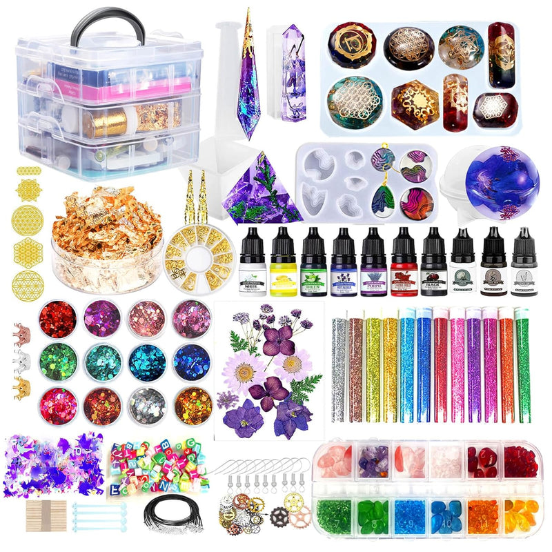 Resin Kit - Complete Resin Kits And Molds Set, 125Pcs Resin Jewelry Making Kit For Beginners With Sphere, Pyramid, Crystal Molds & Epoxy Supplies For Diy Crafts