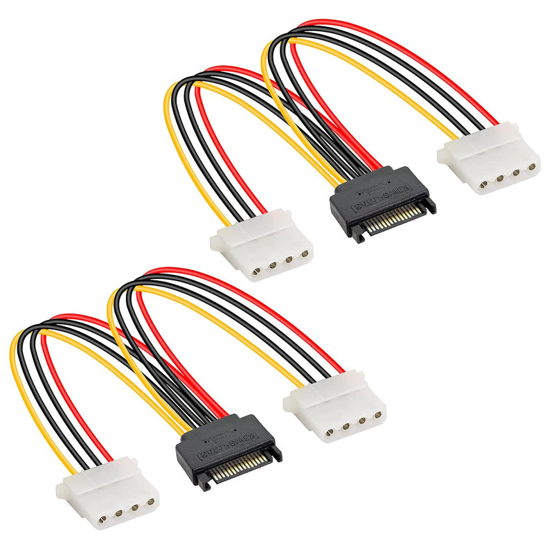 Sata 15Pin To Dual 4Pin Lp4 Power Cable,Lp4 Power Supply Splitter For Hhd/Ssd/