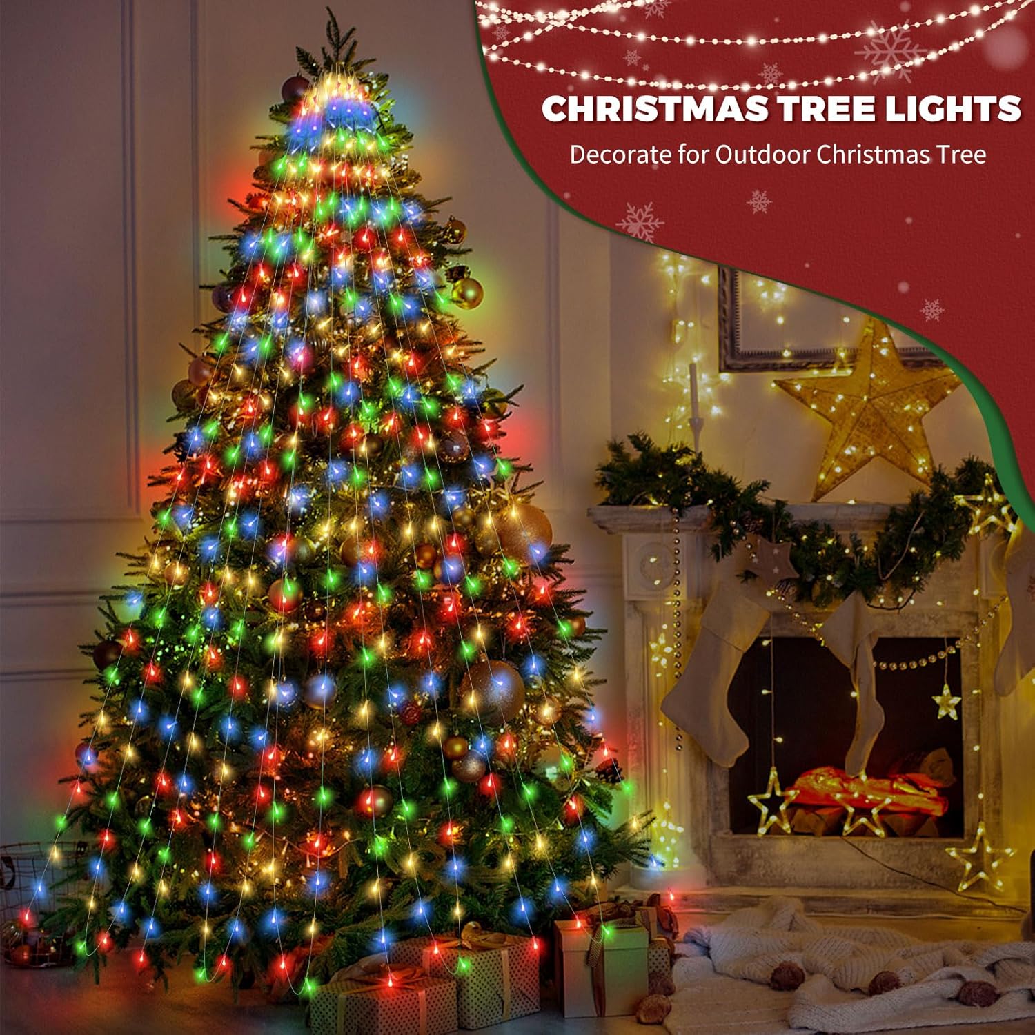 Large Size 16.5Ft Solar String Lights Outdoor, 8 Lights Modes Solar Christmas Tree Lights, Outdoor Solar Christmas Light