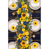 Sunflower Flower Garlands, 2 Pcs Royal Blue Artificial Eucalyptus Garlands, Handcraft Artificial Rose Arch Flowers For Wedding Arch Sweetheart Table Ceremony Backdrop Decorations For Home