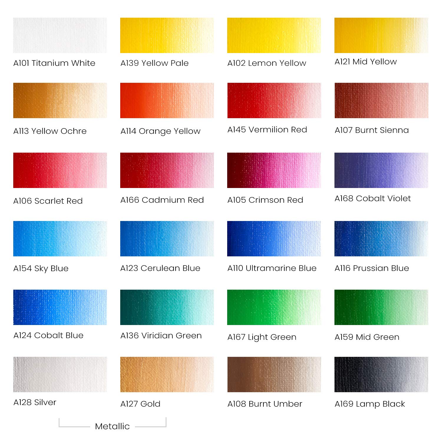 Oil Paint Set – 24 Multicolor Tubes (0.4 Fluid Ounces Each), Vibrant Oil-Based Paints For Canvas & Art Projects