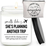 Travel Gifts For Women – 7Oz Scented Candle & Makeup Bag | Unique Gift For Women, Relaxing Aromatherapy, Stylish Cosmetic Bag For Travelers, Travel Christmas Gifts