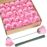 Fake Roses,30Pcs Light Pink Roses Glitter Flowers Artificial Roses With Stems For Crafts Wedding Bouquet Party Home Decor(Light Pink)