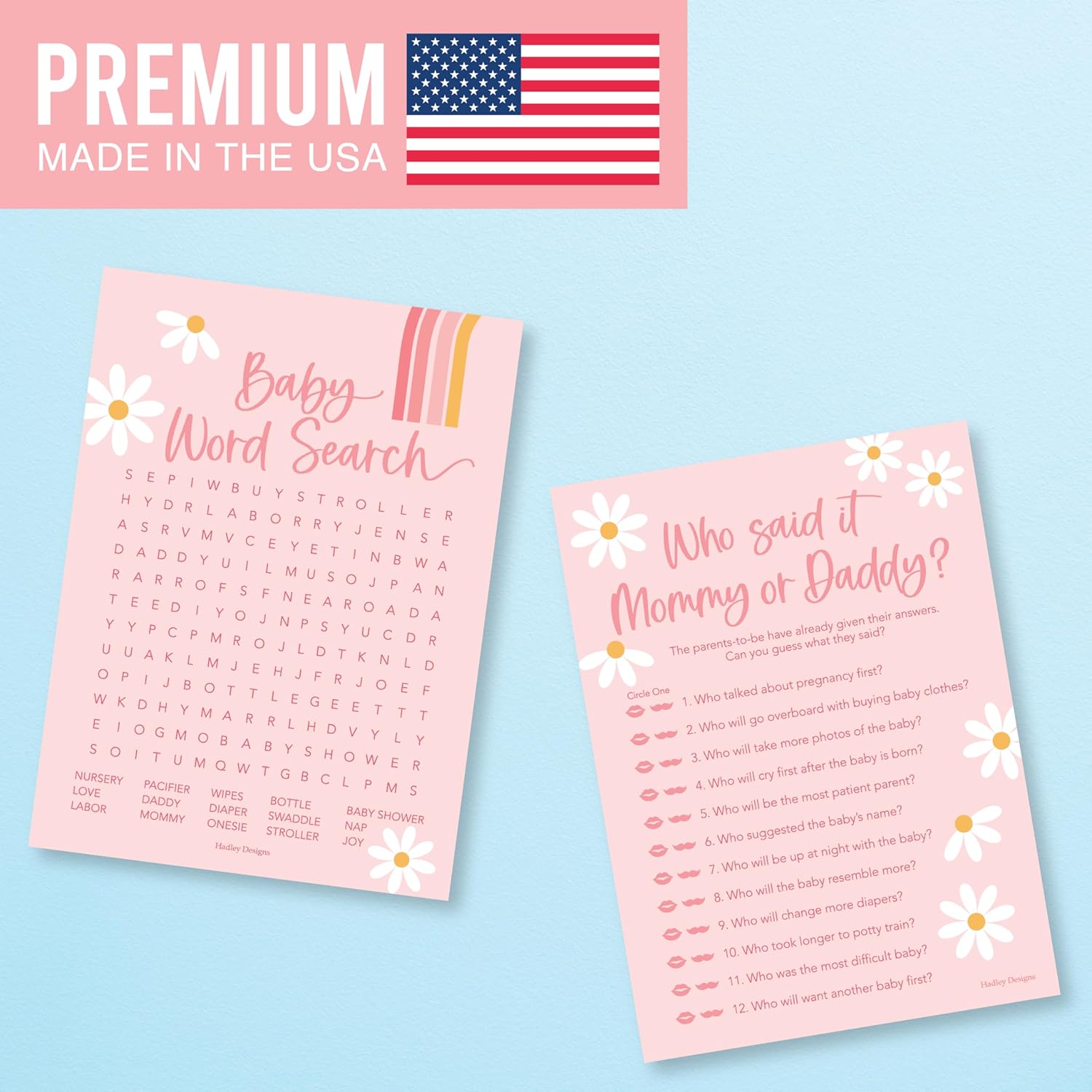 20 Retro Baby Shower Games For Girls-Hilarious Baby Shower Games, Guess Who Mommy Or Daddy Game, Funny Word Search Game