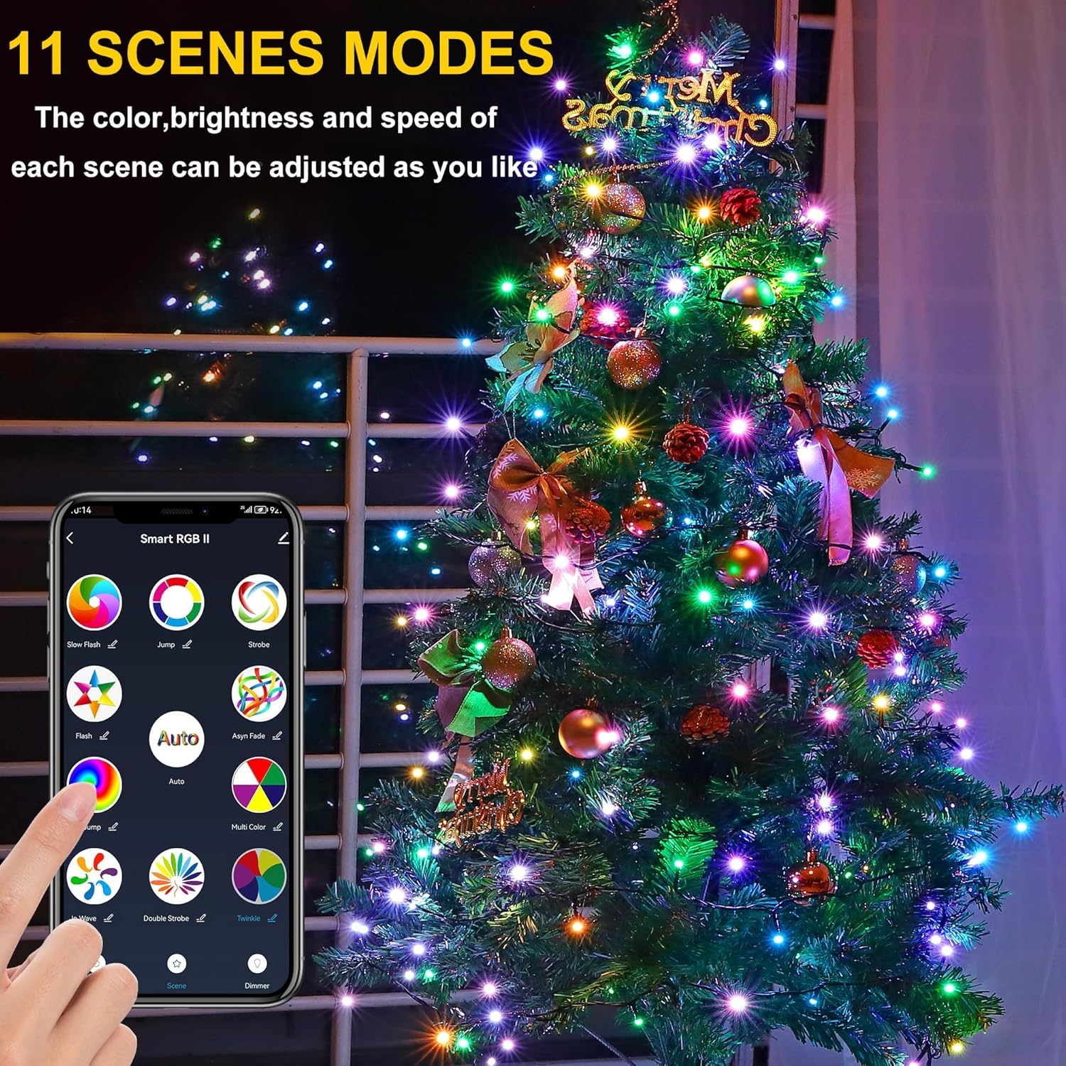 Smart Wifi Led Christmas Lights, App-Controlled Rgb Fairy String Lights, Ideal For Xmas Tree, Garden, Home, Party, Hallo