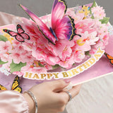 Pop-Up Butterfly Bouquet Birthday Card, 3D Pop-Up Birthday Cards For Mom, Wife, Girlfriend, Grandma, Sisters, And Daughter-In-Law