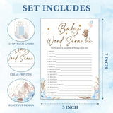 Baby Shower Games, Bear Themed Blue Word Scramble Cards For 25 Players, Gender Neutral Party Activities
