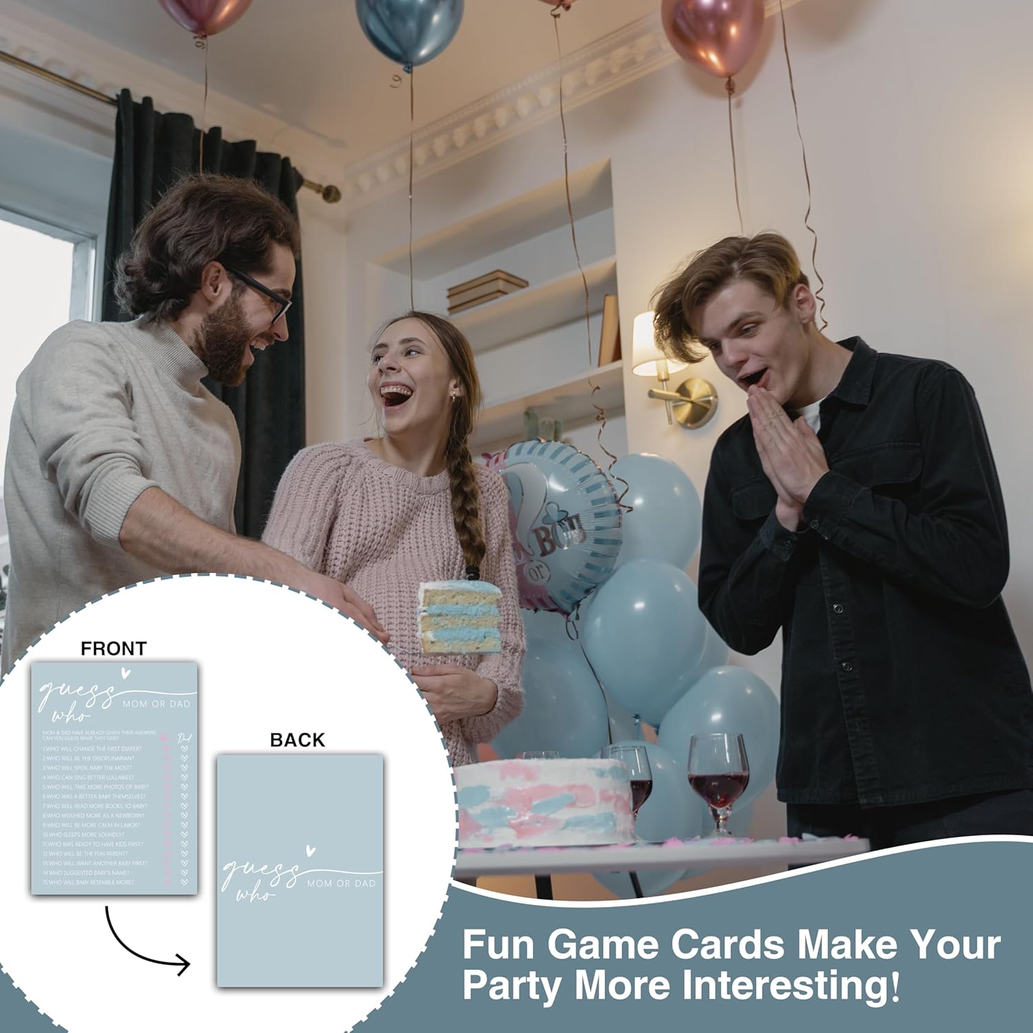 Guess Who Game Cards For Baby Shower Games, Minimalism Baby Gender Reveal Party Game, Pregnant Celebration Decoration Supplies(5"X7")-Game-A01