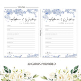 Advice And Wishes For The Mr And Mrs, Bridal Shower Games, Blue Floral Bridal Shower Cards-30 Guests, Wedding Shower Games, Something Blue Before I Do Decorations-Hlyxb02