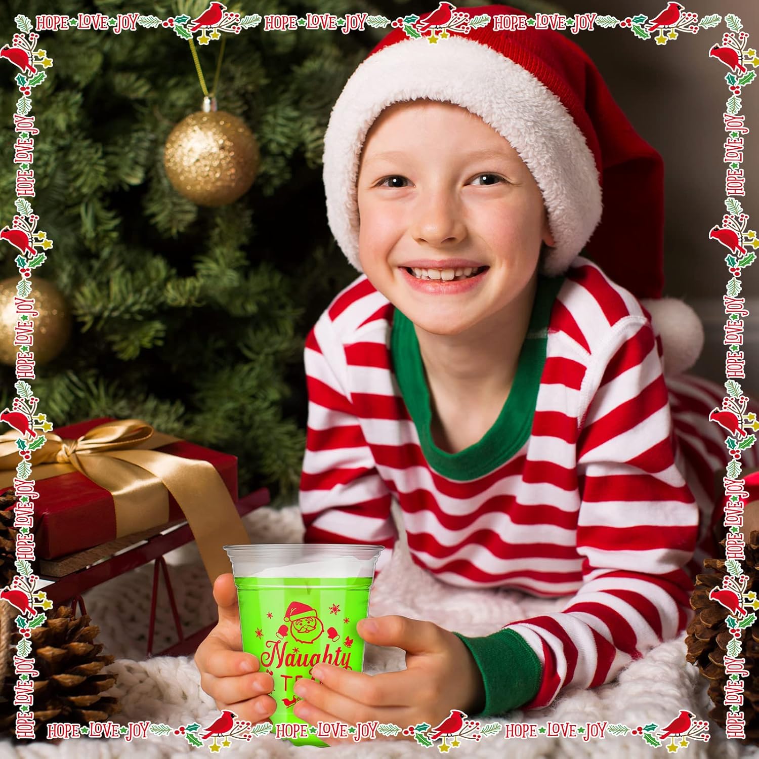 36 Pcs Christmas Party Cups Bulk 12 Oz Merry Christmas Disposable Clear Plastic Cups Naughty And Nice Printed Cup Party Supply For Beer Beverage Ice Cream Iced Coffee Snacks