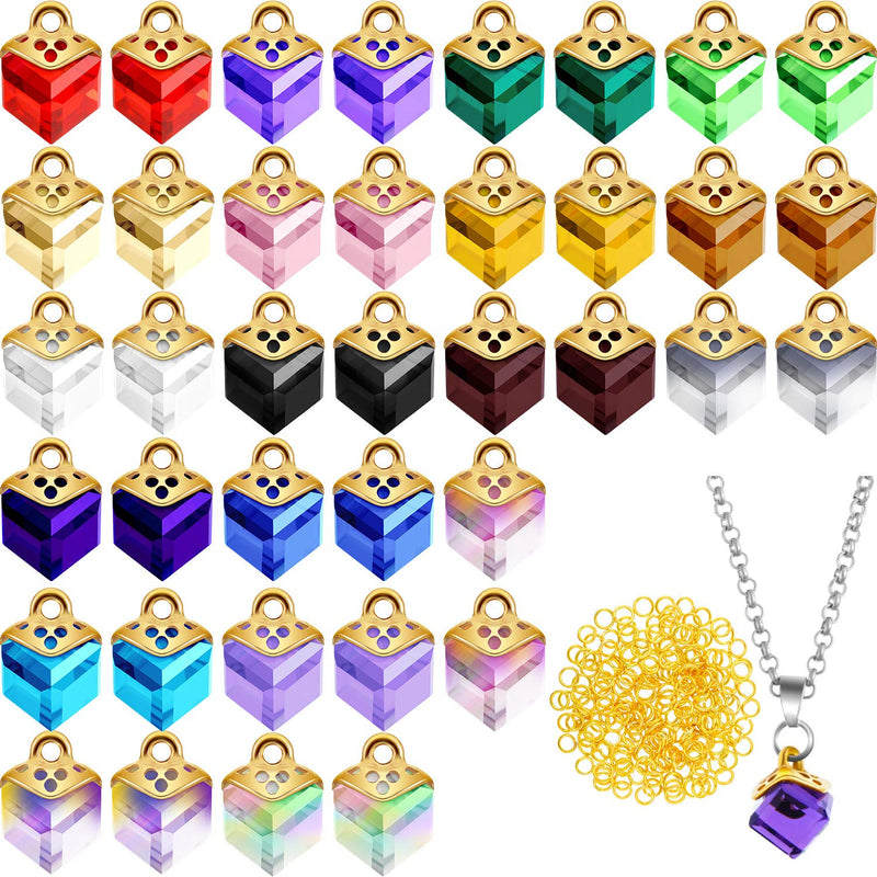 40 Pieces Cubic Crystal Charms Assorted Crystal Dangle Charms Pendants Handmad