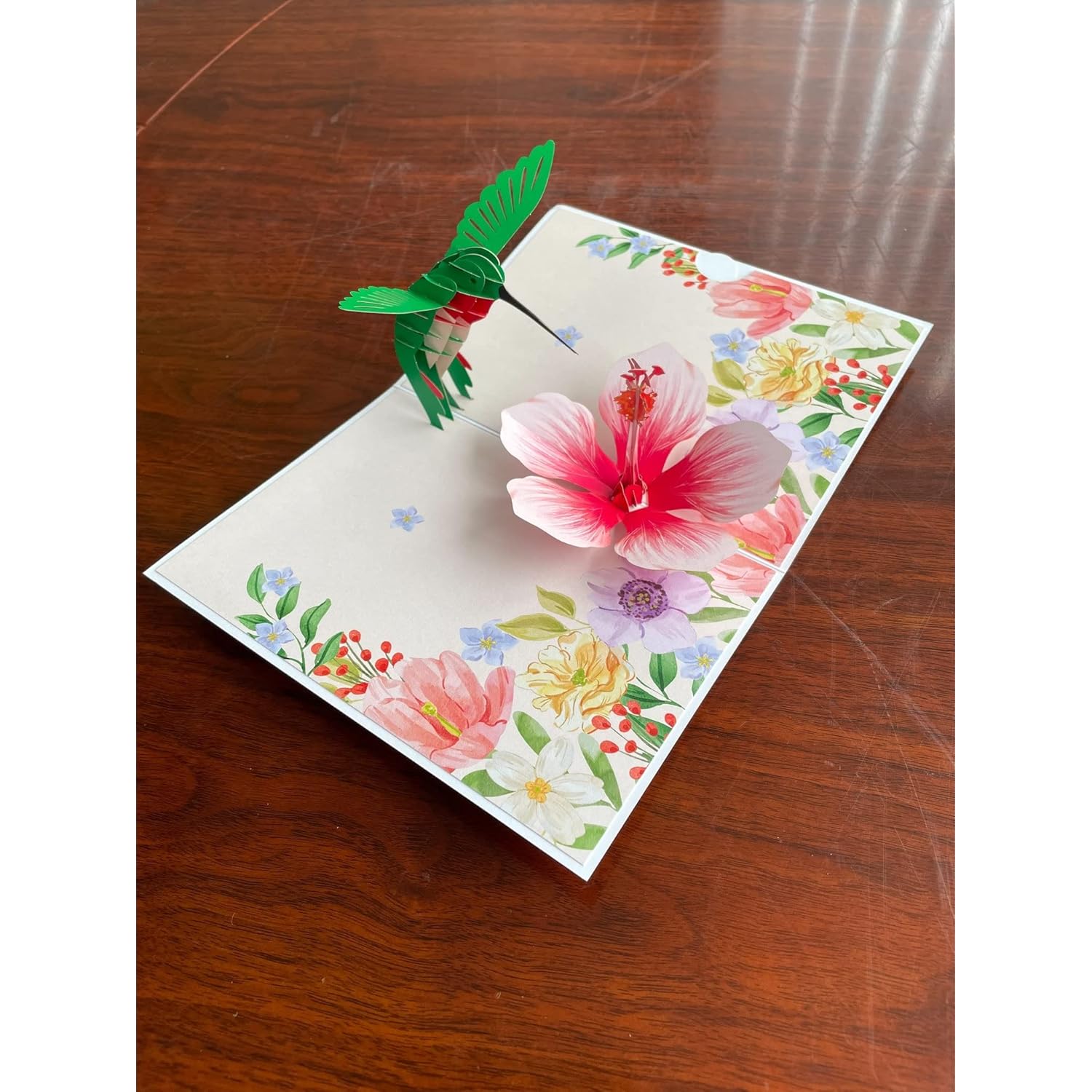3D Pop Up Greeting Card – Hummingbird With Pink Hibiscus Flower, Handmade Nature & Floral Card, Birthday, Mother’S Day, Thank You & Garden Lover Gift With Envelope F35