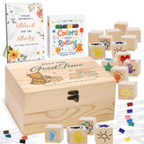 78 Pcs Baby Shower Games Sign Kit For Boys Girls, Wooden Box And Sign, Blank Wooden Blocks For Diy Drawing, Markers, Baby Shower Game For Gender Reveal Activity, Baby Shower Ideas Decorations, Bear D