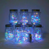 8 Pack Mason Jar Lights, 20 Led Solar Colorful Fairy String Lights Lids Insert For Garden Deck Patio Party Wedding Chris