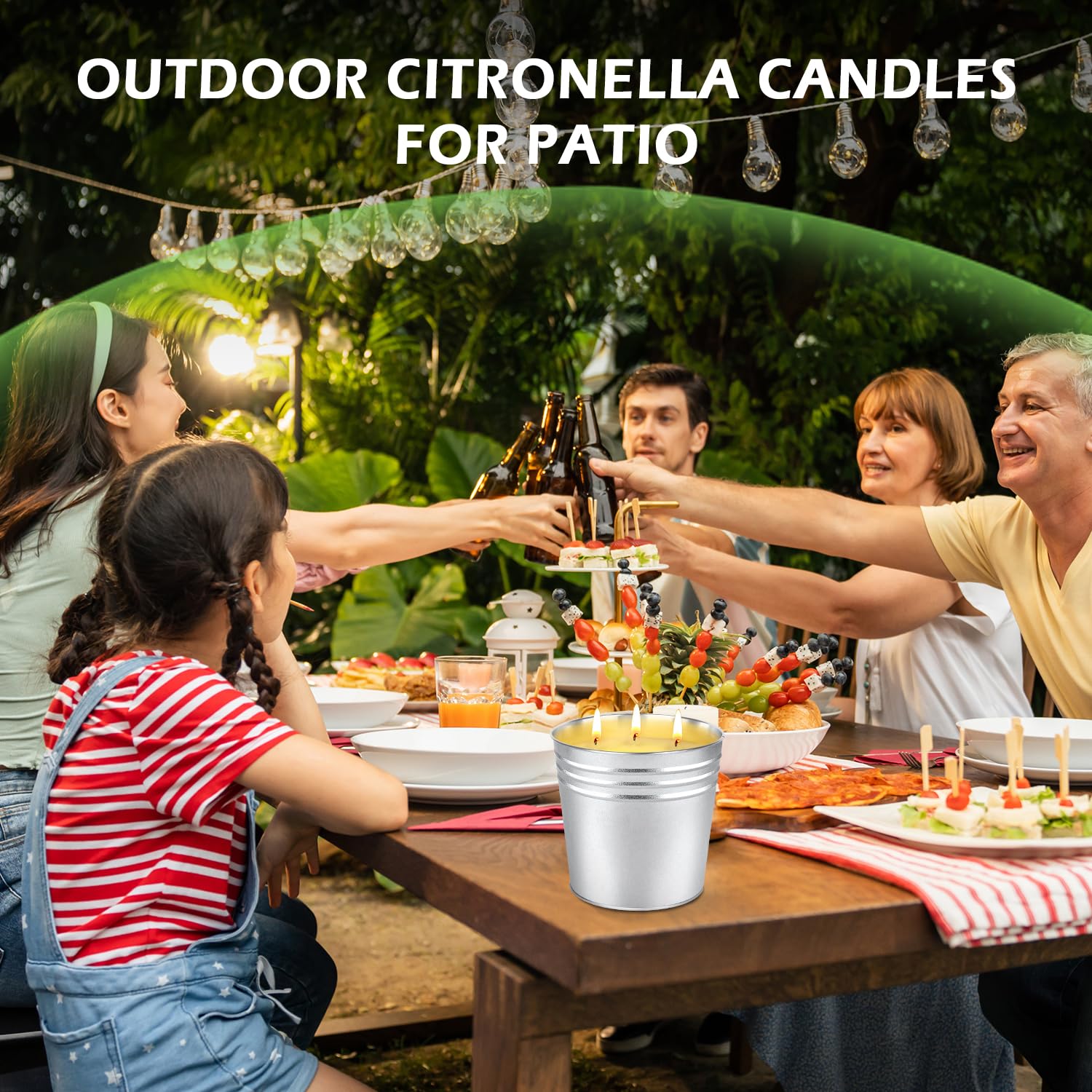 Citronella Candles Outdoor Indoor, 30Oz Large Citronella Candles For Patio, 3-Wicks Summer Candle For Outside Garden Camping, 200 Hour Long-Lasting Burn Time,Soy Bucket Candle Set