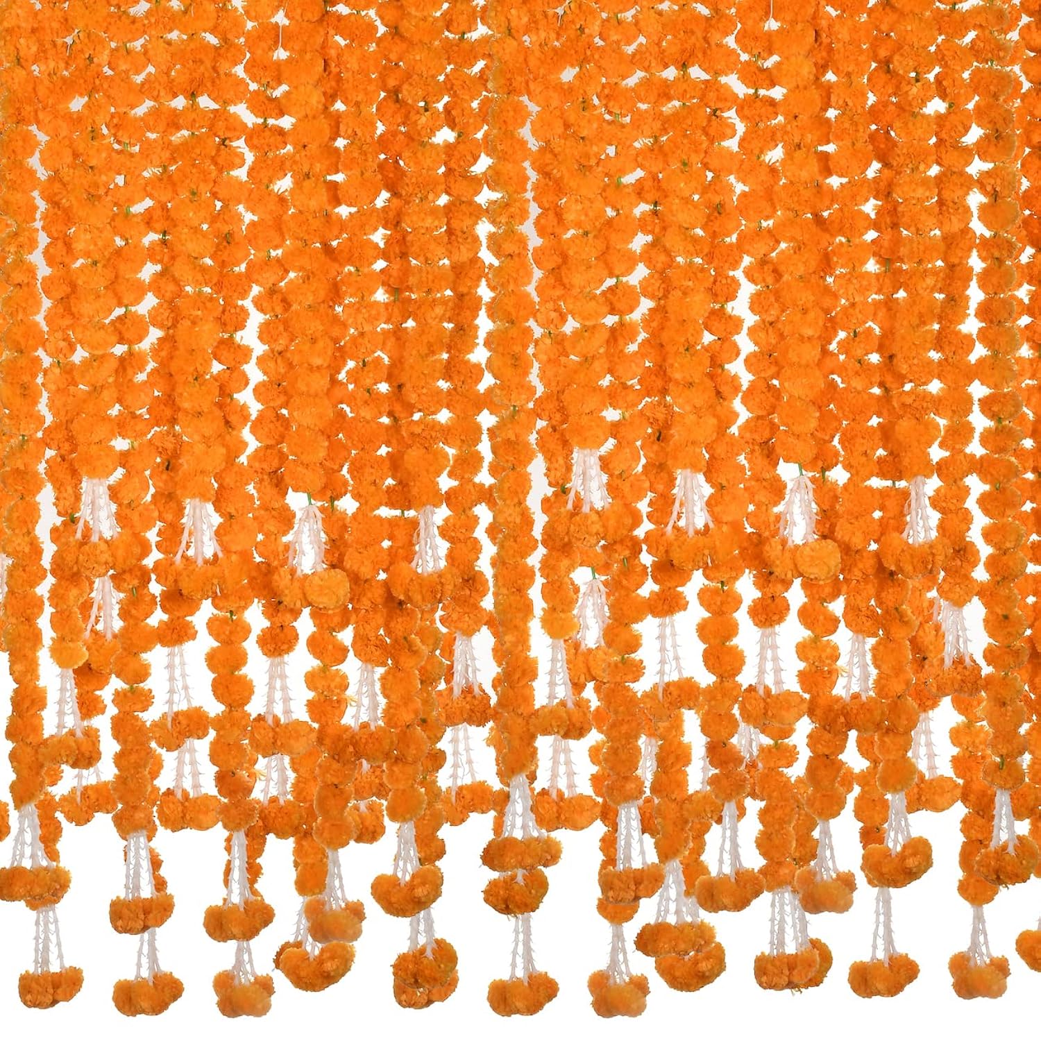 5 Pc - 5 Feet Orange Marigold Garland |Indian/American Wedding Party Mantle Decoration, Faux Garlands Wedding Garland, Diwali Decoration, Spring Bush Floral!