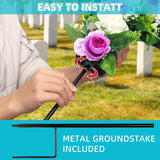 Artificial Cemetery Flowers,Set Of 2 Faux Floral Cross,Artificial Rose Bouquet Decoration For Cemetery Headstones Gravesites,Silk Flowers For Long-Lasting Remembrance (Purple)