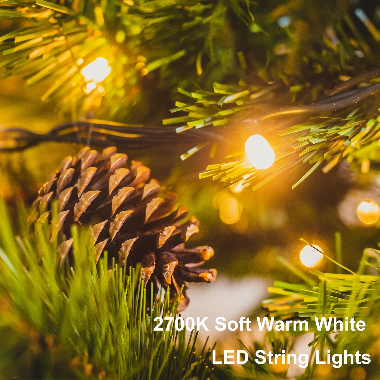 2 Pack Christmas String Lights Battery Operated, 33Ft 100 Led Fairy Lights Waterproof Green Wire Wreath Lights Tree Ligh