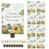 8Pcs Winnie Quotes Party Cards With Wooden Stands, Classic Pooh Baby Shower Decor, Winnie Baby Shower Centerpieces, Double Side Winnie Party Game Cards, Birthday Party Supplies, Nursery Decor Prints