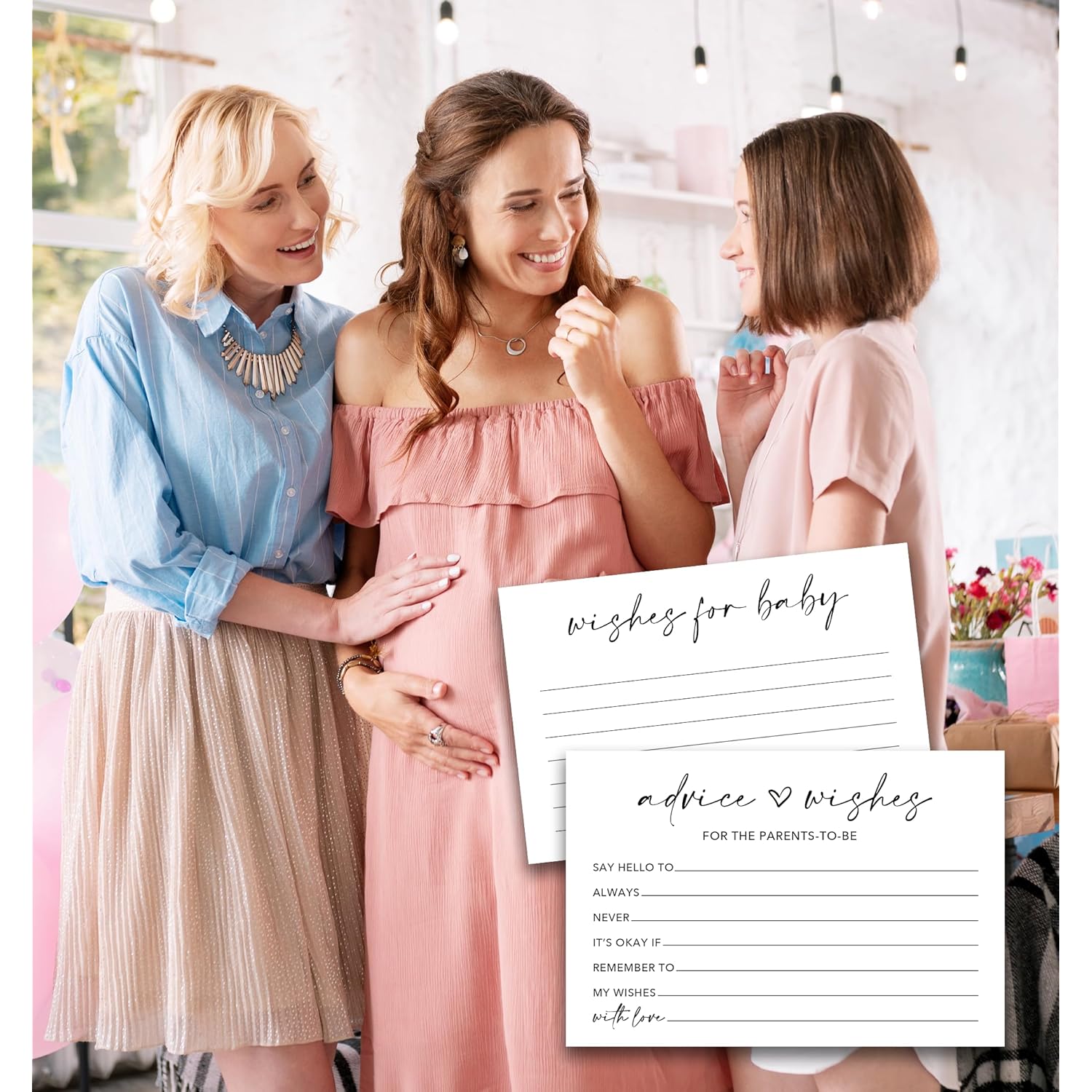 50Pcs Baby Shower Advice And Wishes Cards With Memory Guest Book – Sweet Messages For New Mom & Dad – Baby Shower Games, Party Decorations & Keepsake -A02