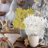60 Pcs Christmas Glitter Artificial Pine & Cedar Branches - Sparkly Stems Picks For Christmas Tree,Garland,Wreath,Holiday Party & Winter Home Decor