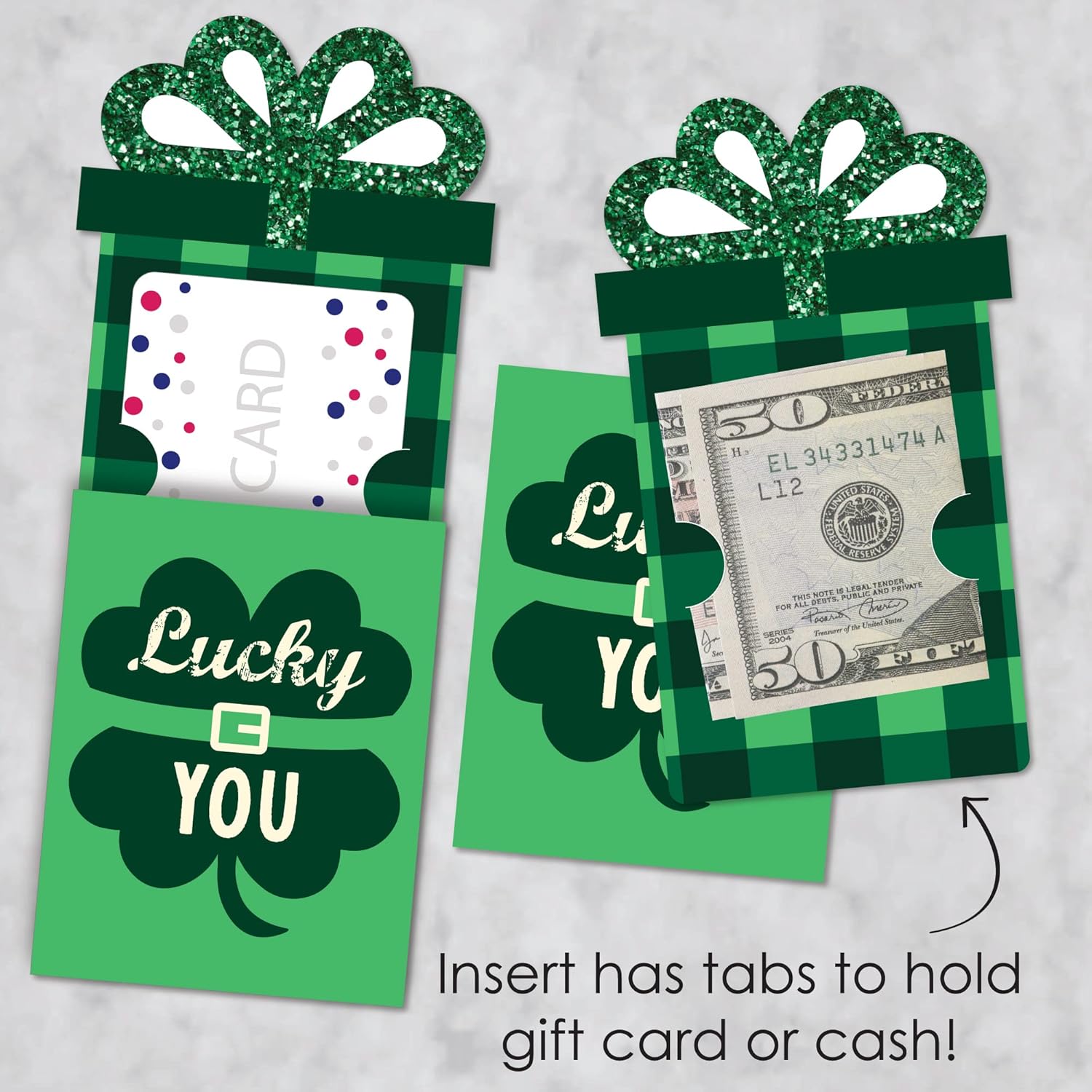 Big Dot of Happiness St. Patrick’s Day - Saint Paddy’s Day Party Money and Gift Card Sleeves - Nifty Gifty Card Holders - Set of 8