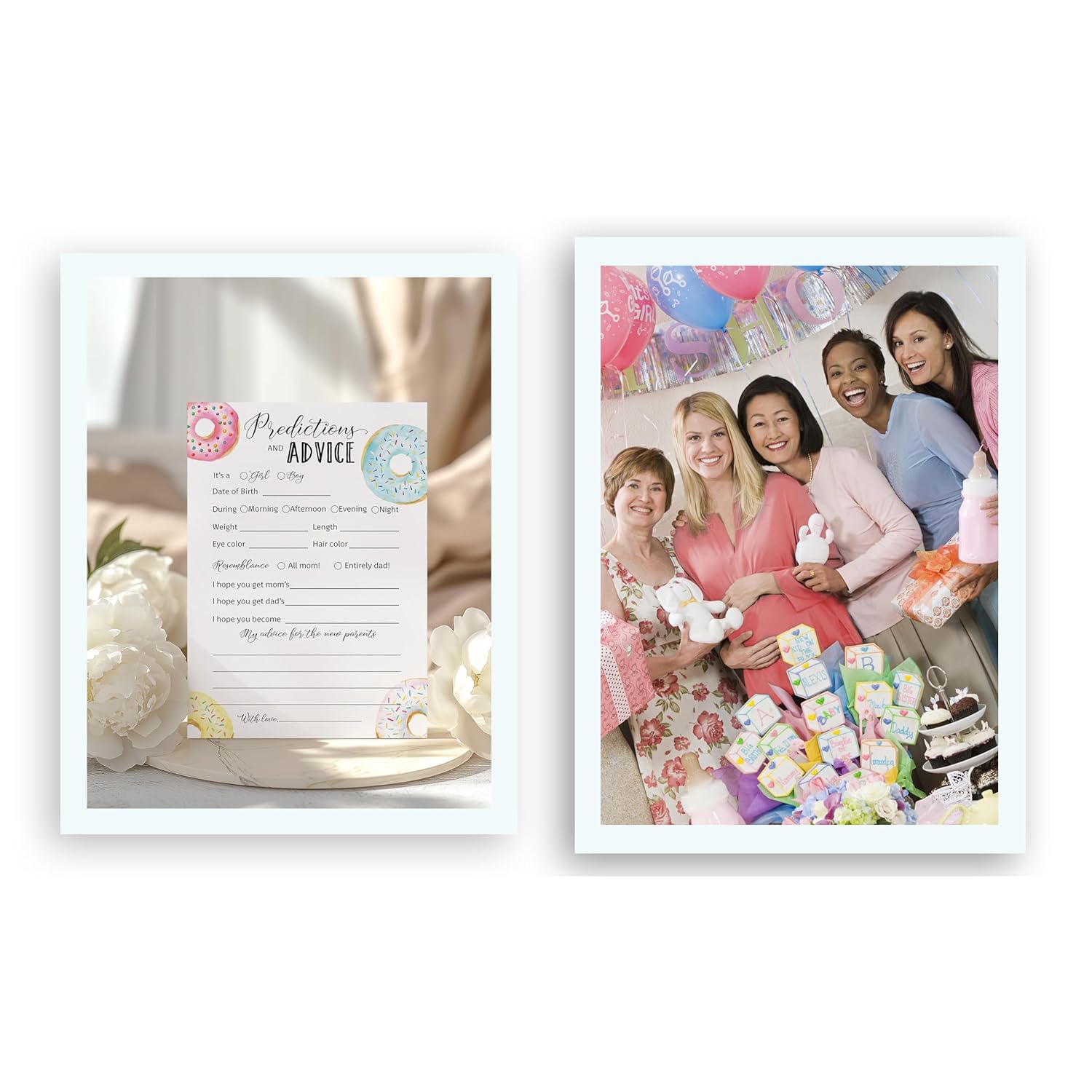 Donut Prediction And Advice Cards - Pack Of 25 - Doughnut Baby Shower Games, Pink Blue Game, New Parents, Mom & Dad To Be, Mommy & Daddy Message, Couples Coed Shower Activity Keepsake Book G850-Pdav