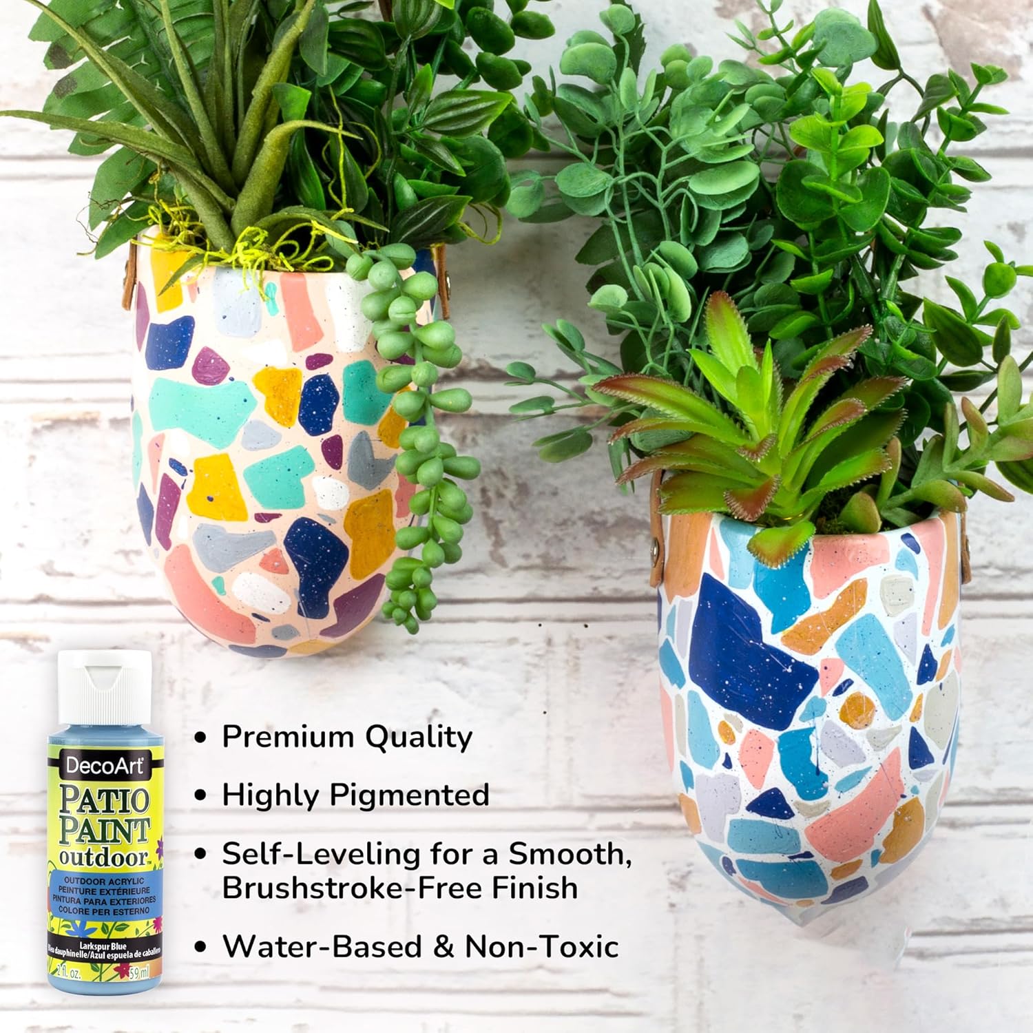 DecoArt Patio Outdoor Paint Set – 24 Starter Colors (2 fl oz Bottles) – Outdoor Weatherproof Permanent Paints for Wood, Terra Cotta & DIY Crafts