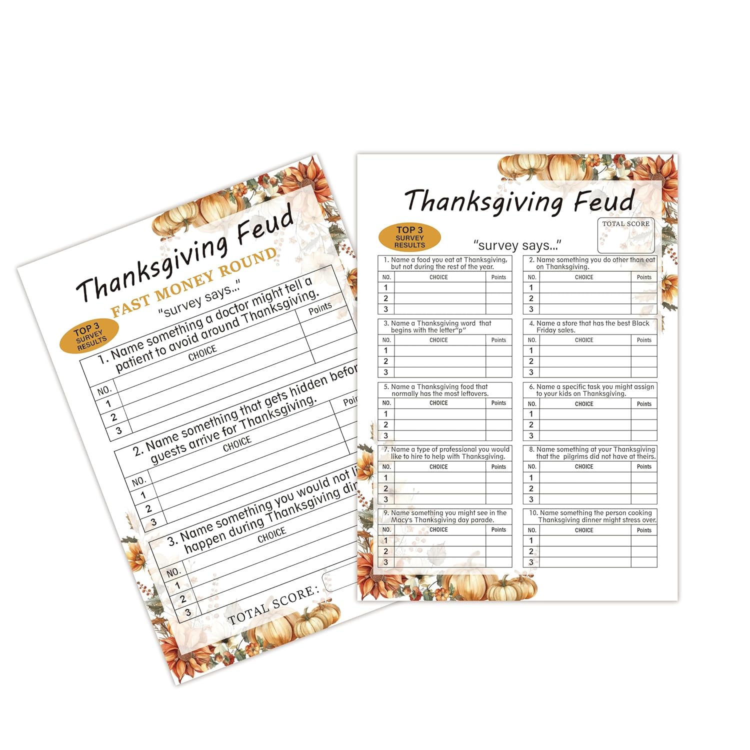 Thanksgiving Feud Quiz, Thanksgiving Trivia Games For Family, Fun Thanksgiving Feud Questions, Holiday Party Games, Thanksgiving Decorations(Gexzsc02)