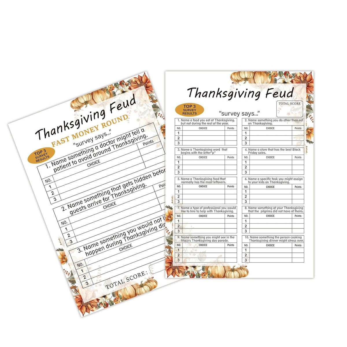Thanksgiving Feud Quiz, Thanksgiving Trivia Games For Family, Fun Thanksgiving Feud Questions, Holiday Party Games, Thanksgiving Decorations(Gexzsc02)