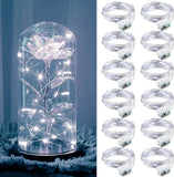 12 Pack Battery Operated Fairy Lights 7FT 20 LED Silver White Mini String Lights 3 Modes Silver Wire for Wedding Party Bedroom Christmas Halloween DIY Decor