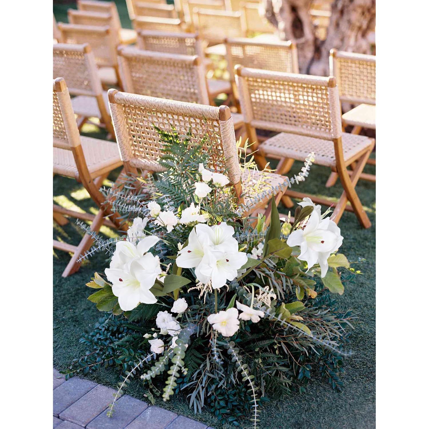 6 Pcs White Lily Flowers Artificial 18Heads Fake Lillies 18” Artificial White Flowers Easter Lilies For Home Decor Indoor Wedding Party Graves Arrangement