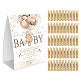 Don'T Say Baby Game For Baby Shower, 50 Wooden Clothespins And One Sign, Brown Boho Bear Theme, Pins For Baby Shower Decorations, Gender Reveal Games, Baby Shower Supplies-Bb35