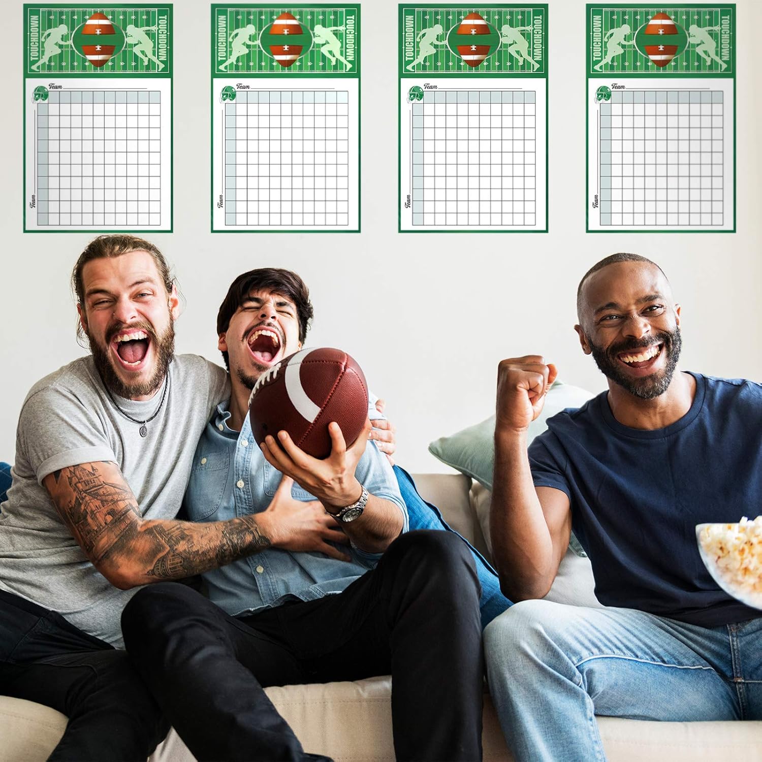 5 Pieces Square Game Sheet Posters Football Game Squares 100 Grids Score Record Posters Football Party Sports Games Decorations For Match Party, 11 X 17 Inches