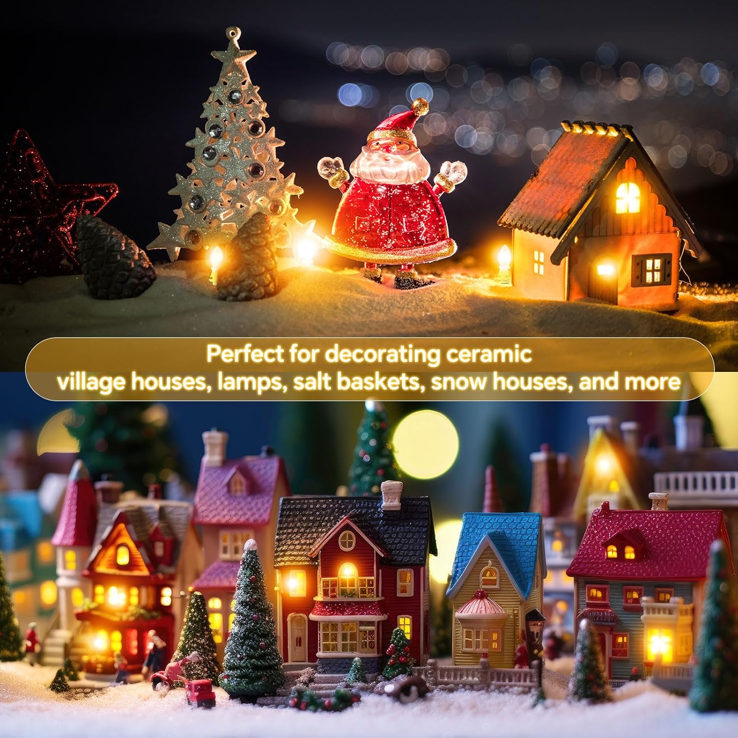 4 Pack Accessory Cord C7 Led Christmas Village String Lights With 6 Bulbs 11.5 Ft White Cord On/Off Switch For Christmas