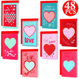 48 Pcs Valentine'S Day Cards With Envelopes Bulk Classroom Kids Greeting Cards 4 X 6'' Love Assorted Blank Heart Valentine Postcards For Wedding, Love Ones