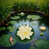 White Artificial Floating Foam Lotus Flower With Water Lilys Pad Ornanments,Lifelikes Fake Lotus Flowers For Patio Pond Pool Fish Tank Aquarium Home Garden Wedding Party,Outdoor Décor