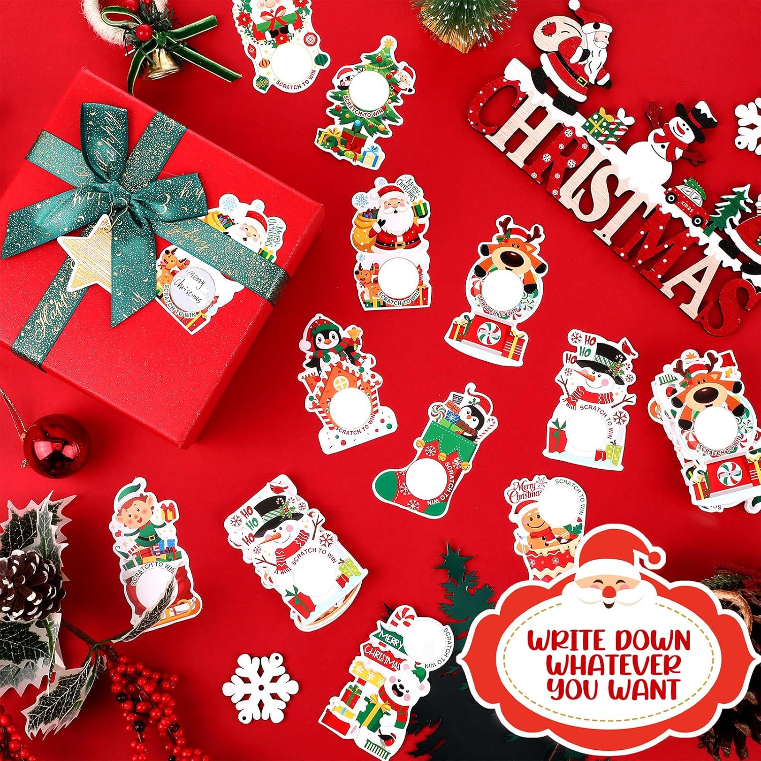 100 Pcs Christmas Scratch Off Cards 10 Styles Holiday Diy Scratch Blank Gift Certificates With 300 Stickers Christmas Party Game Cards For Adults Groups Party Favor Prizes Business
