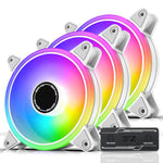 White Moonlight 120Mm Rgb Pwm Case Fan With Rgb Pwm Fan Hub,5V Motherboard Syn