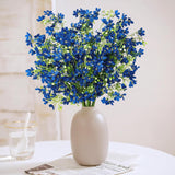 10Pcs Artificial Silk Flowers With Long Stems Faux Bulk Babys Breath Flowers Fake Silk Flowers Bouquet For Floral Arrangement Tall Vase Home Wedding Table Centerpieces Decor (Blue)