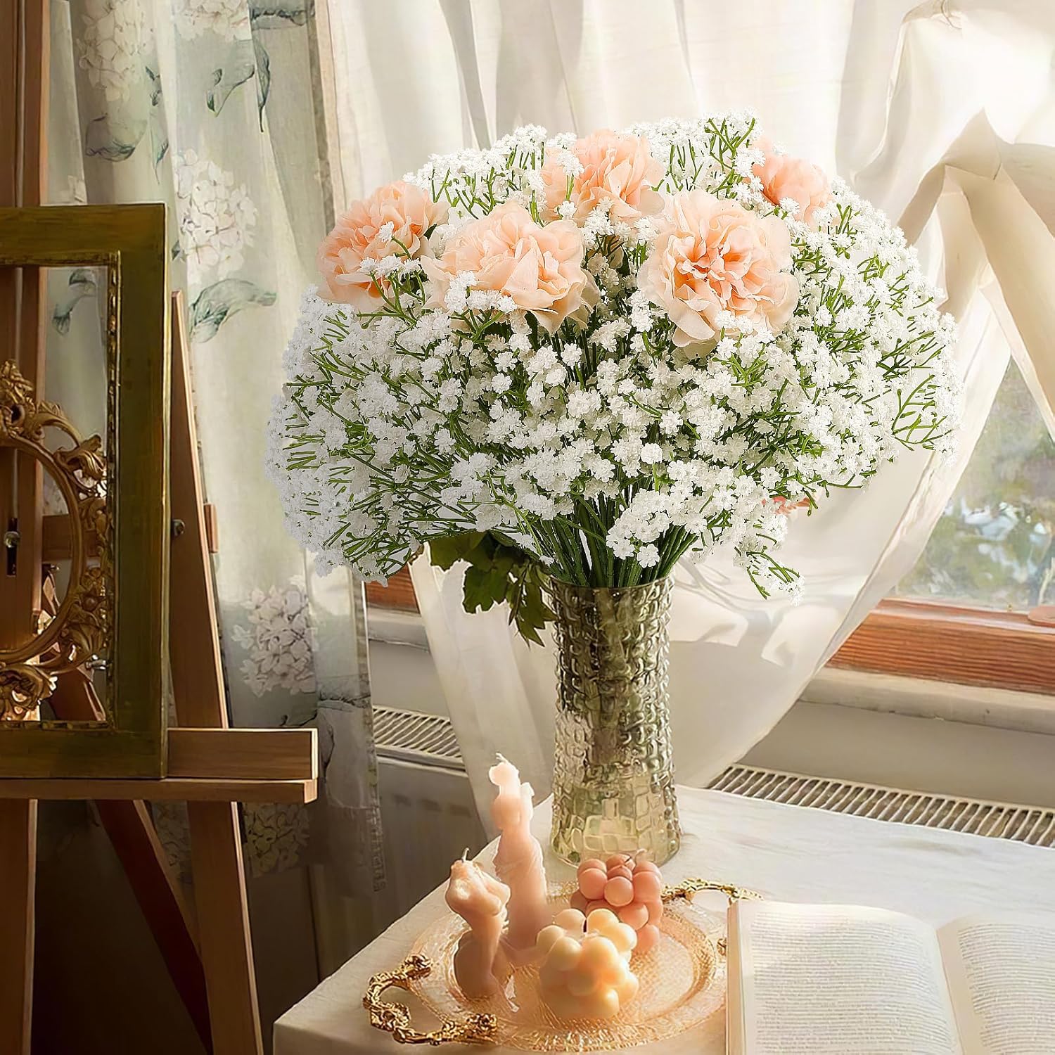 30 Pcs Baby'S Breath Artificial Flowers Real Touch Faux Gypsophila Bouquet Diy Floral Bouquets Arrangement For Wedding Centerpieces And Decorations