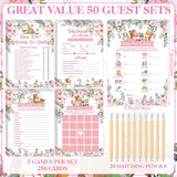 321 Pcs Woodland Animal Baby Shower Games Pink 5 Games Baby Shower Bingo Word Scramble Description And Well Wishes Price Is Right Guess Who Mom Or Daddy Don'T Say The Word Clothespin Pencil