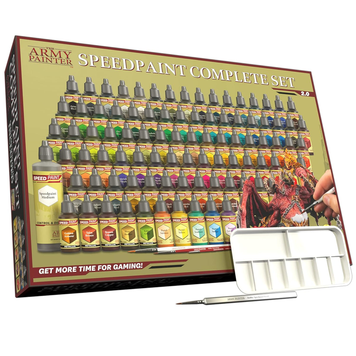 , Speedpaint 2.0 Complete Set Combo, 90 X 18 Ml Acrylic Contrast Model Paint, 4 Brushes & 1 Paint Palette For Miniature Painting, Dnd & Warhammer